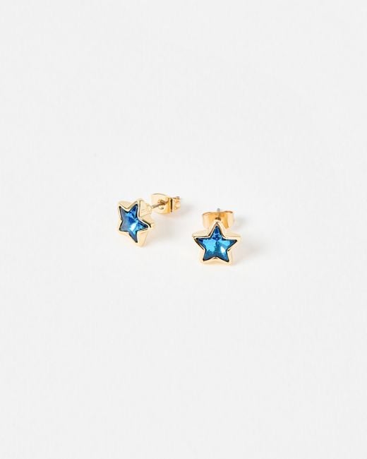 Oliver Bonas Blue Romy Stone Mini Star Stud Earrings