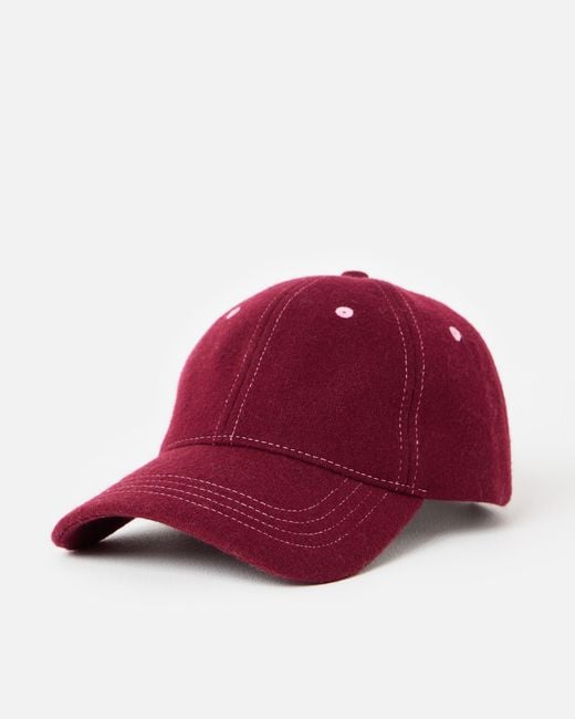 Oliver Bonas Red Berry Brushed Cap Hat With Cherry Motif