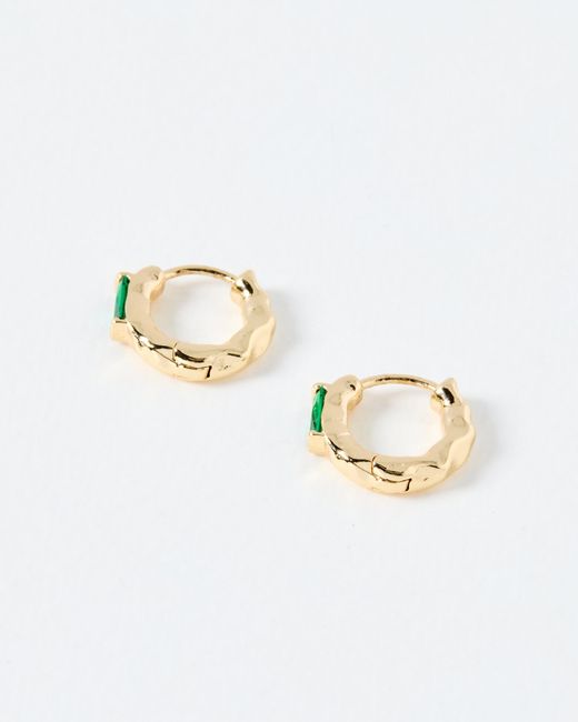 Oliver Bonas Metallic Gal Baguette Gold Tone Huggie Earrings