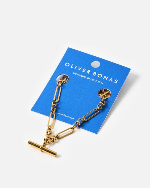 Oliver Bonas Metallic Toni T-bar Pendant Tone Waterproof Chunky Chain Necklace