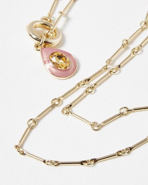 Oliver Bonas Amelia Enamel Teardrop Pendant Necklace in White Lyst