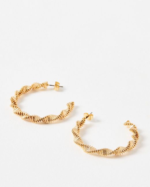 Oliver Bonas Metallic Athena Twisted Tone Hoop Earrings