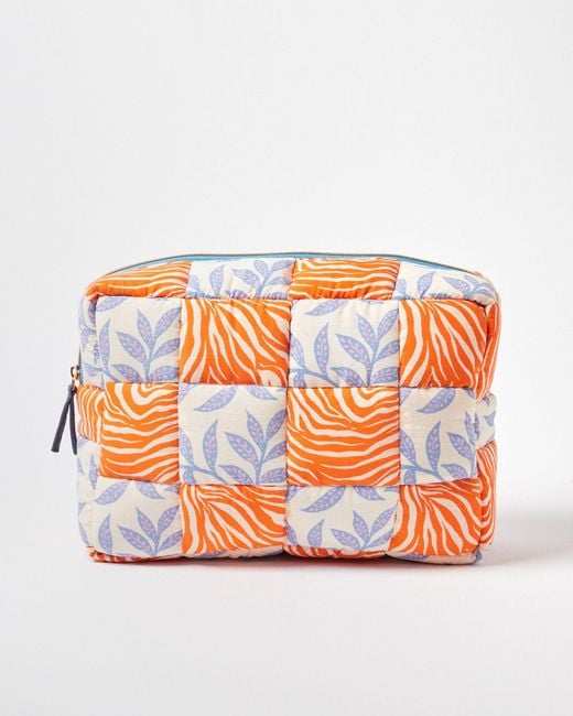 Oliver Bonas Patchwork Orange & Blue Padded Wash Bag