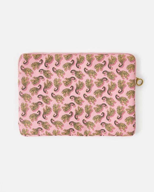 Oliver Bonas Pink Snow Leopard Laptop Case