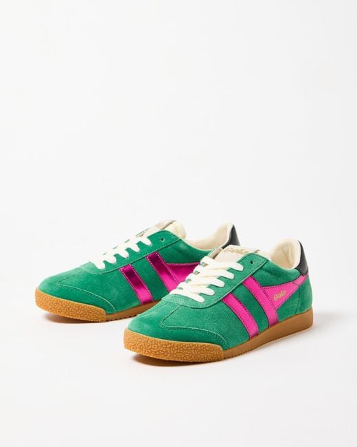 Gola Green X Ob Exclusive Suede & Pink Metallic Trainers, Size Uk 3