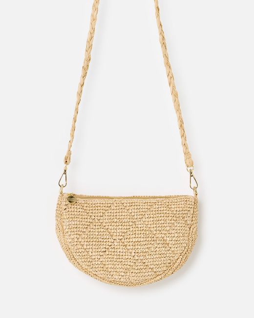 Oliver Bonas Metallic Betty Cream Weave Crossbody Sling Bag