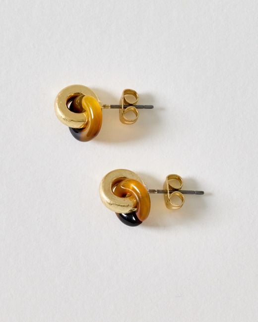 Oliver Bonas Metallic Ainsley & Gold Tone Resin Loop Stud Earrings