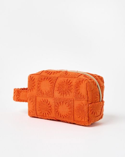 Oliver Bonas Orange Sun Tile Towelled Makeup Bag