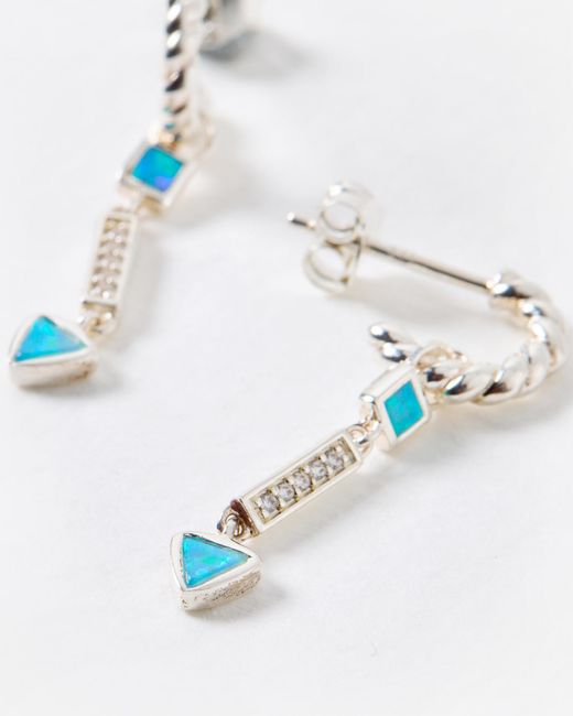 Oliver Bonas Blue Oriana Opalite Stone Twisted Silver Drop Earrings