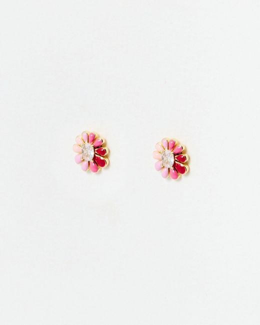 Oliver Bonas White Lily Ombre Flower Stud Earrings