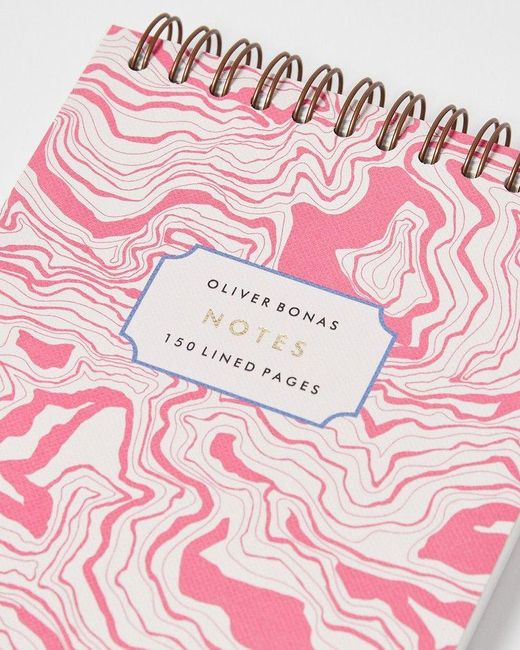 Oliver Bonas Pink Marble Ring-bound Lined Notebook
