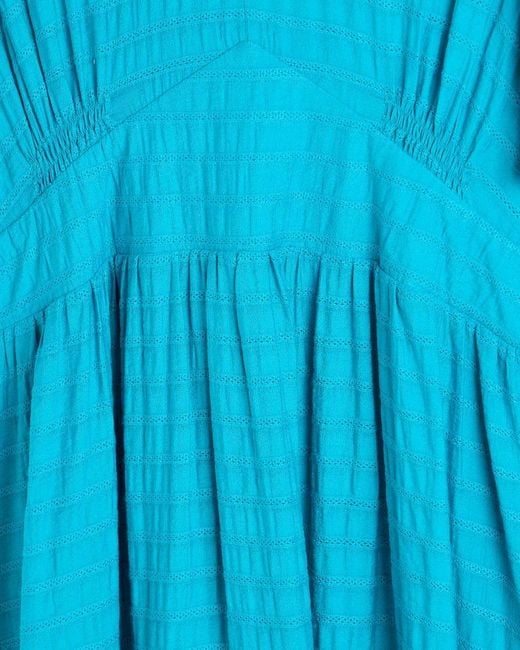 Oliver Bonas Blue Teal Textured Tiered Midi Dress