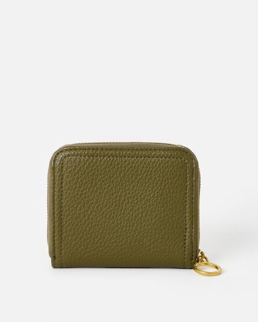 Oliver Bonas Green Lola Khaki Zip Around Purse