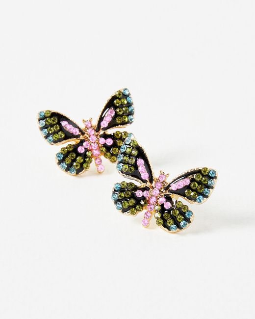 Oliver Bonas White Emery Butterfly Stud Earrings