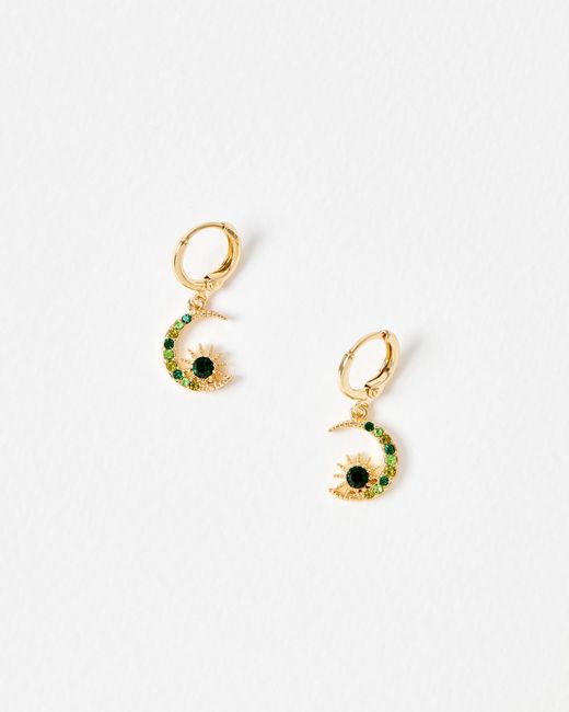 Oliver Bonas White Avaluna Stone Moon Charm Drop Earrings