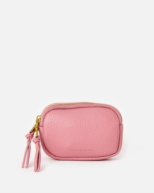 Oliver Bonas Nina Dusky Pink Double Zip Keyring Pouch