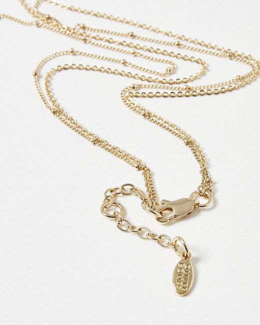 Oliver Bonas White Melanie Heart Locket Gold Layered Pendant Necklace