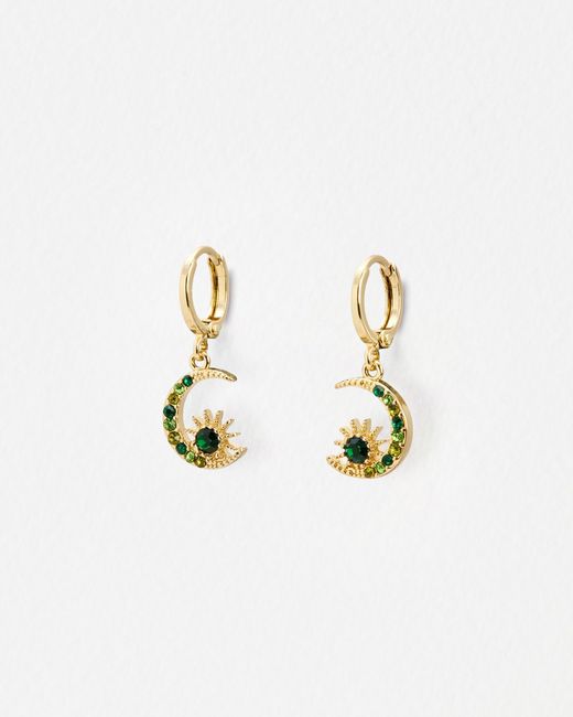 Oliver Bonas White Avaluna Stone Moon Charm Drop Earrings