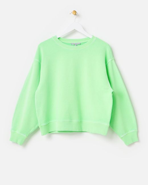 Oliver Bonas Green Washed Drop Shoulder Sweatshirt, Size 8