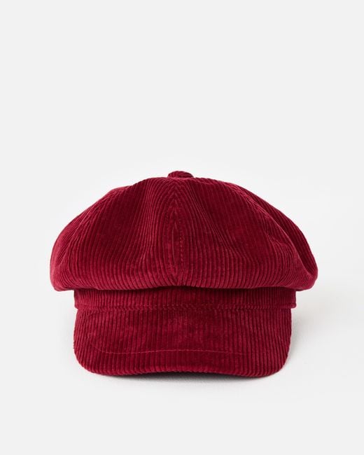 Oliver Bonas Red Berry Corduroy Baker Boy Hat