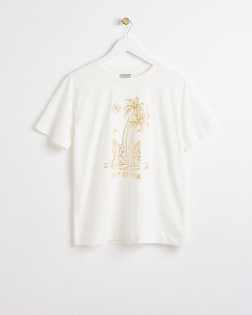 Oliver Bonas White Metallic Crocodile T-shirt