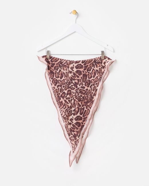 Oliver Bonas Pink Leopard Print Diamond Scarf