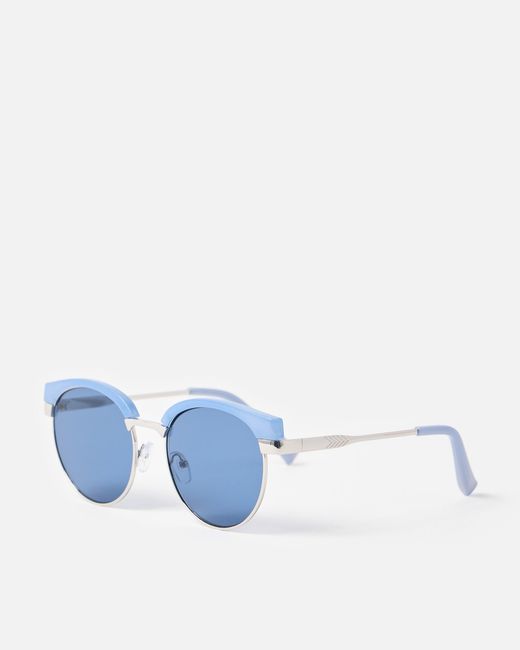 Oliver Bonas Blue Powder Round Browline Sunglasses