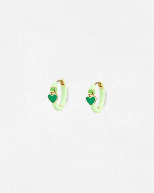 Oliver Bonas Blue Ciara Heart Enamel Huggie Earrings