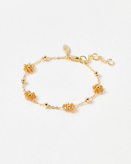Oliver Bonas Metallic Rosa Beaded Flower Chain Bracelet