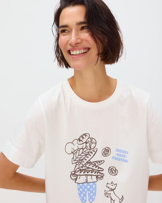 Oliver Bonas White La Boulangere Cotton Graphic T-shirt, Size 6