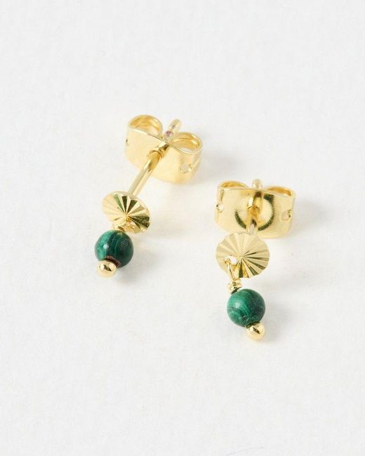 Oliver Bonas White Malachite & Opal Gold Plated Drop Earrings