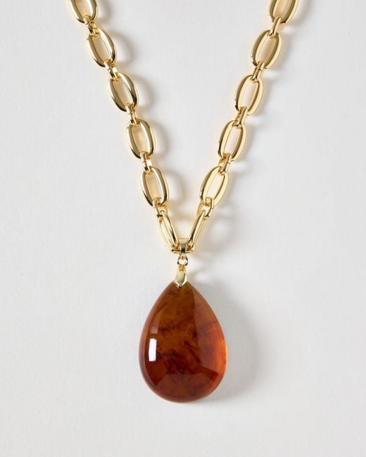 Oliver Bonas White Ronata Resin Pendant Necklace