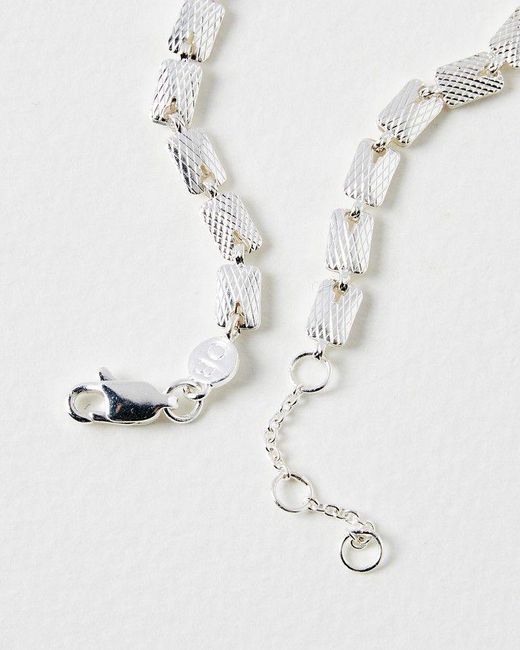 Oliver Bonas White Erica Textured Rectangular Plated Chain Bracelet