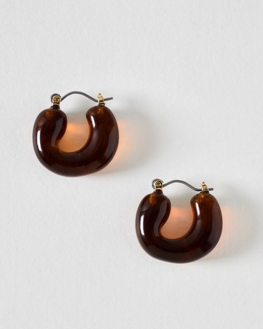 Oliver Bonas Brown Addy Resin Chunky Hoop Earrings