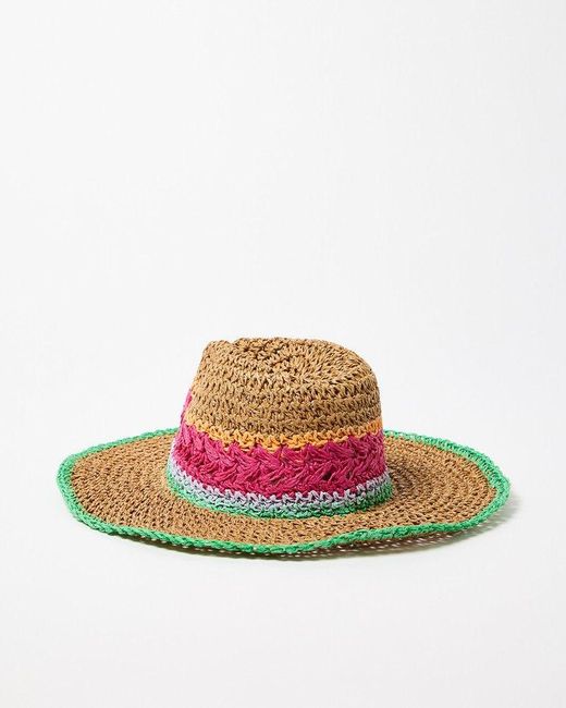 Oliver Bonas Multicolor Colorful Stripe Crochet Fedora Hat