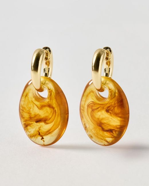 Oliver Bonas Metallic Edna Resin Charm Drop Hoop Earrings