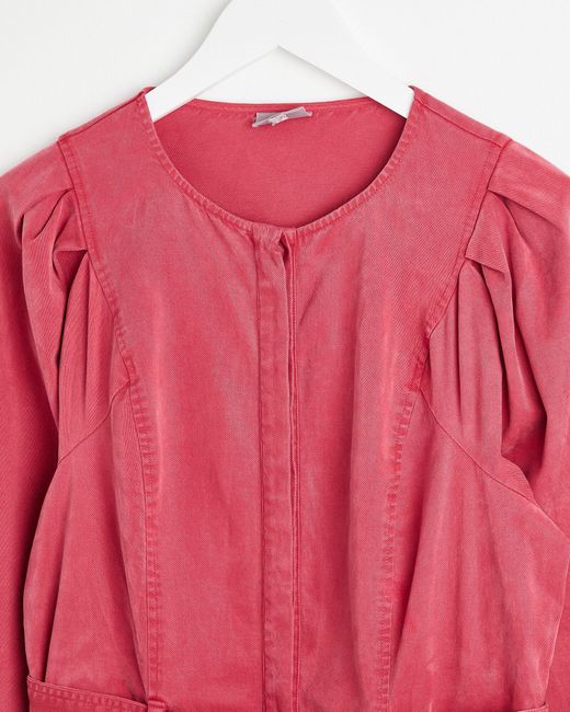 Oliver Bonas Red Washed Cotton Jumpsuit, Size 8