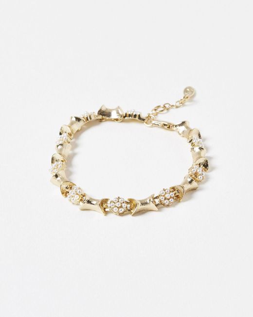 Oliver Bonas White Cecilia Faux Pearl Chunky Chain Bracelet