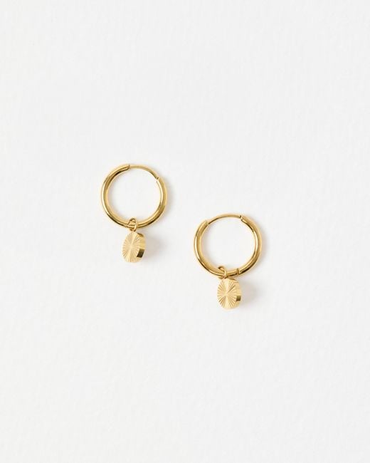 Oliver Bonas White Maya Tone Waterproof Disc Drop Hoop Earrings