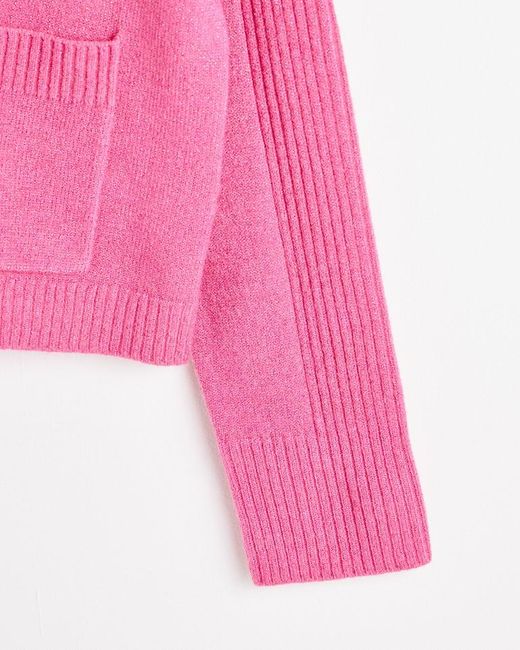 Oliver Bonas Sparkle Ribbed Cardigan in Pink Lyst