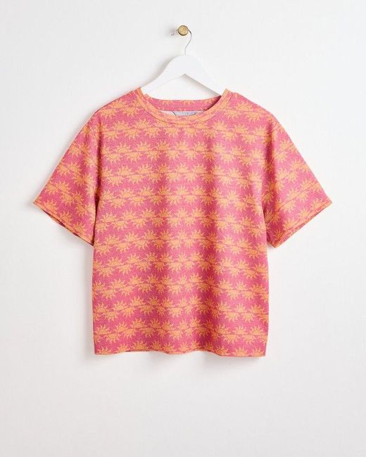 Oliver Bonas Geometric Sun Red Lurex T-shirt