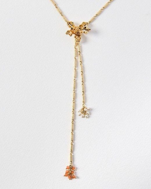 Oliver Bonas White Aukai Faux Pearl & Bead Cluster Pendant Necklace