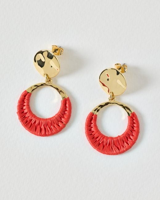 Oliver Bonas Metallic Tabitha Woven Hammered Disc Drop Mini Earrings