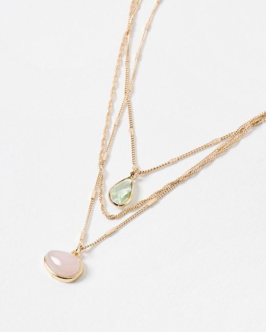 Oliver Bonas Natural Melody Triple Row Layered Pendant Necklace
