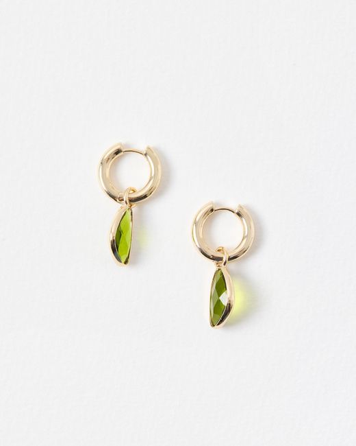 Oliver Bonas Blue Melody Green Stone Detail Drop Huggies