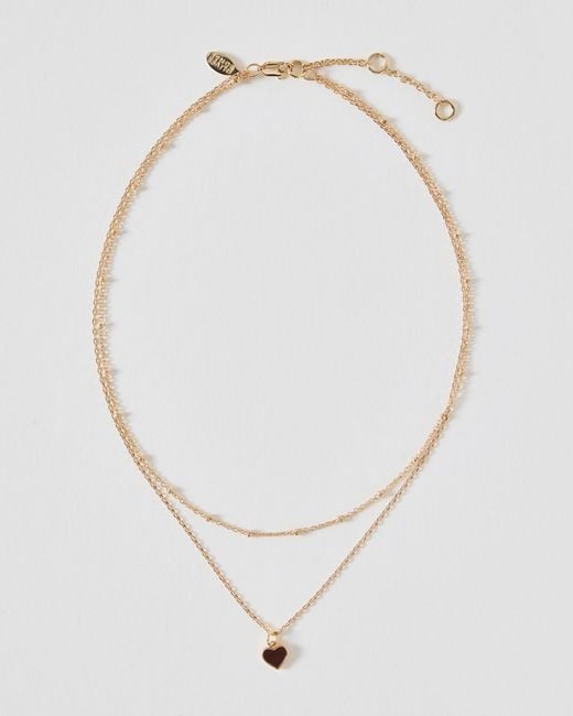 Oliver Bonas White Ottilie Mini Heart Pendant Double Row Necklace