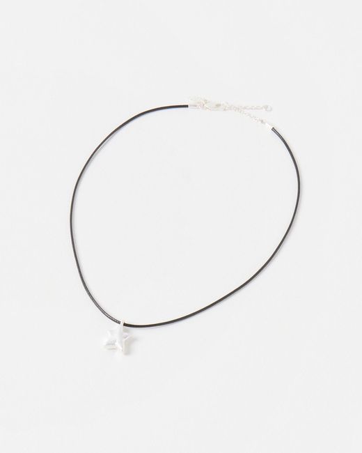 Oliver Bonas White Viola Corded Tone Star Necklace