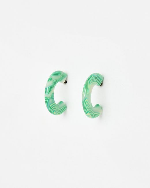 Oliver Bonas Green Erica Shimmer Resin Mini Hoop Earrings