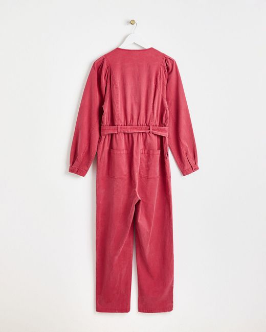 Oliver Bonas Red Washed Cotton Jumpsuit, Size 8