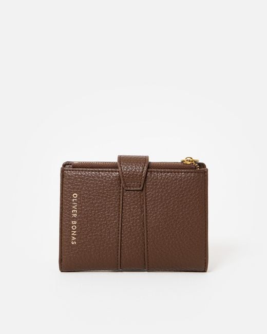Oliver Bonas Brown Naomi Chocolate & Pink Zipped Purse